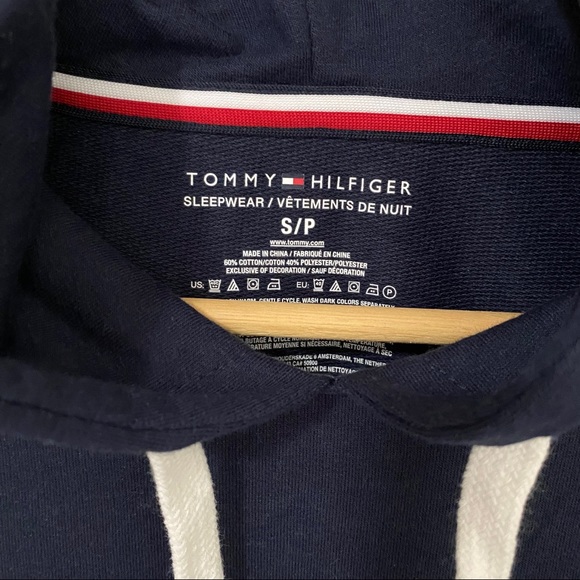 Mens unisex long sleeved hoodie sleepwear top size small navy - Picture 4 of 8